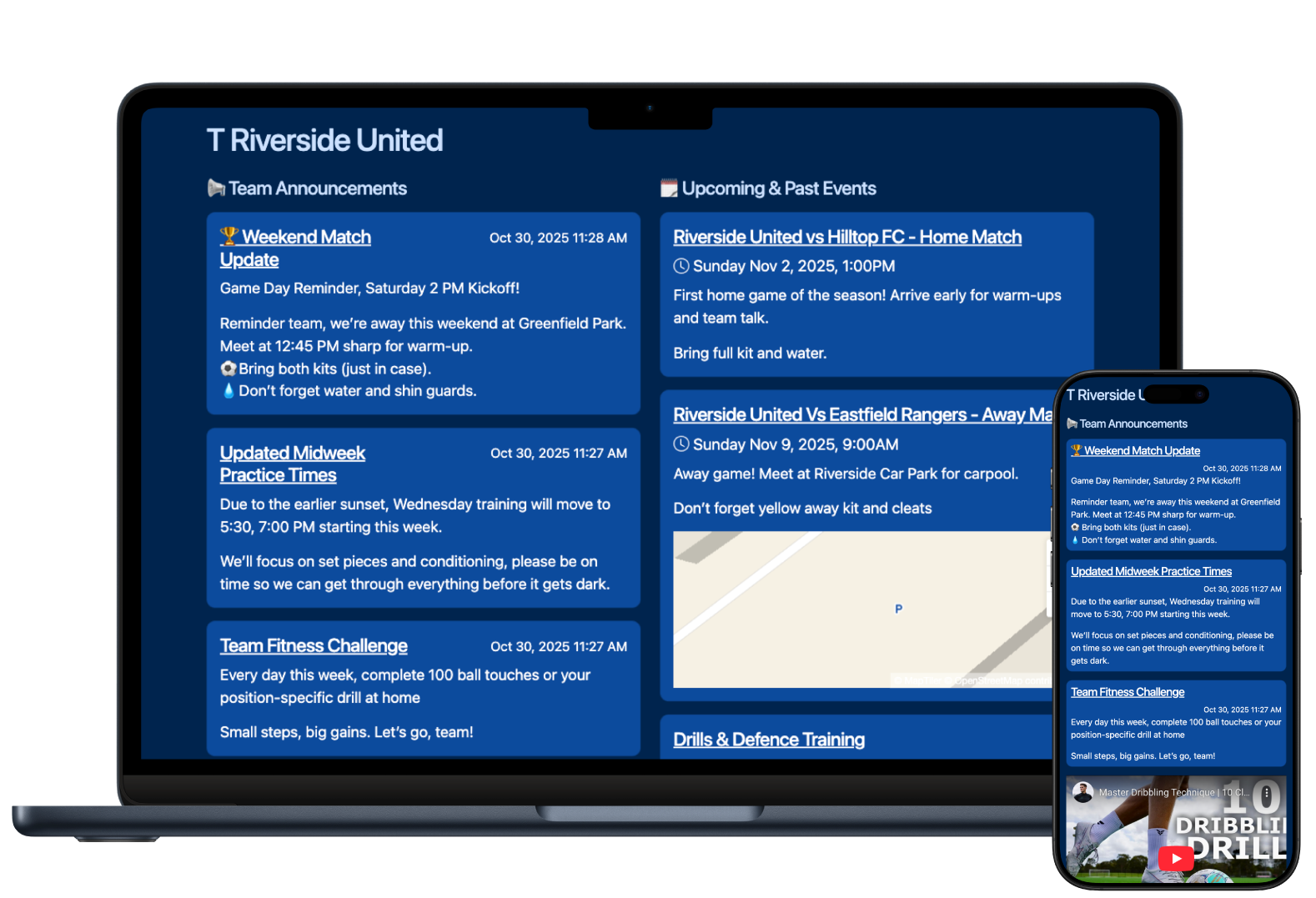 screenshot football club noticeboard