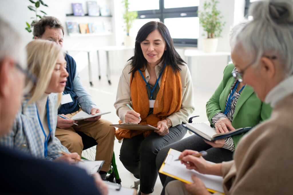 community group taking notes at a meeting